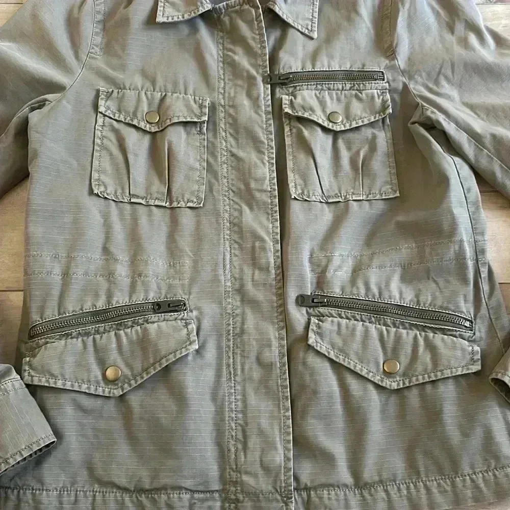 J.Crew Classic Twill Chino Full Zip Military Utility Cinch Jacket Brown Sz XS